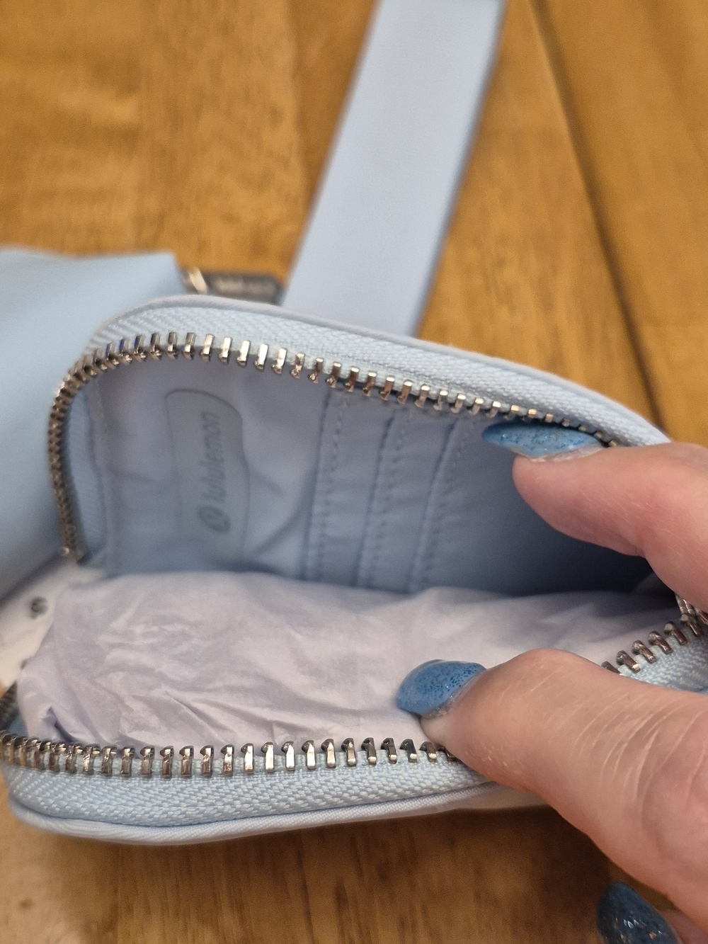 Lululemon SET Foam Cloud Blue Crossbody Bag & Wristlet With Pouch & Wallet - Picture 7 of 12